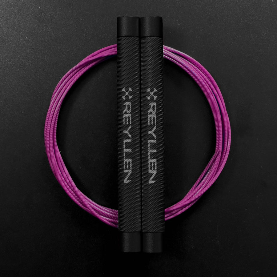 reyllen flare skipping jump rope - black handles purple cable 2