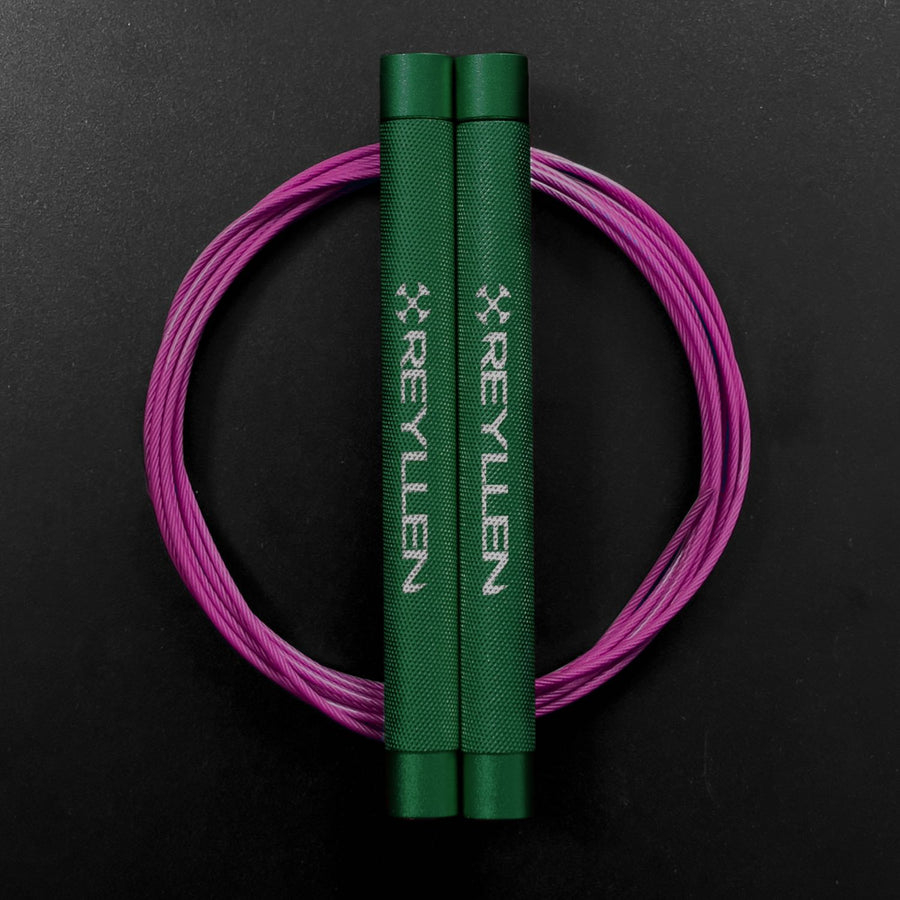reyllen flare skipping jump rope - green handles pink cable 2