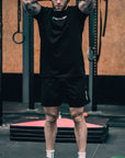 reyllen workout shorts black in gym