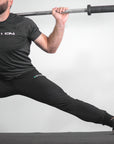 Mens Workout Joggers Black Nylon stretching