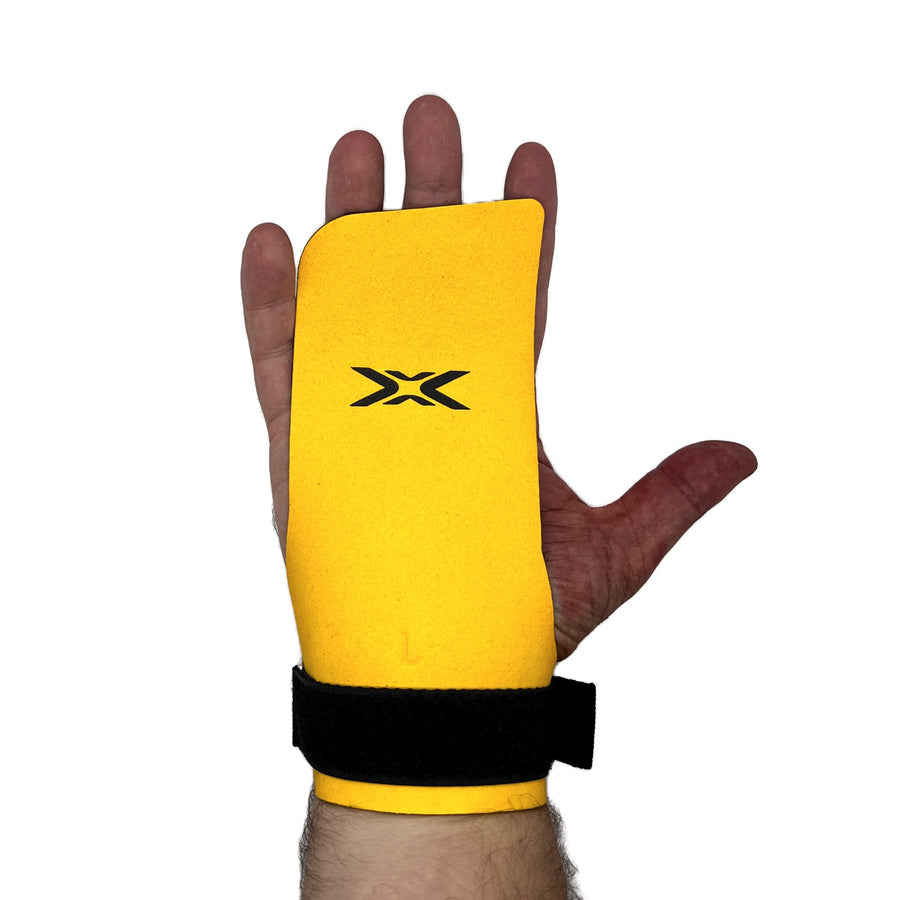 reyllen bumblebee x4 gymnastic hand grips -fingerless worn on hand single