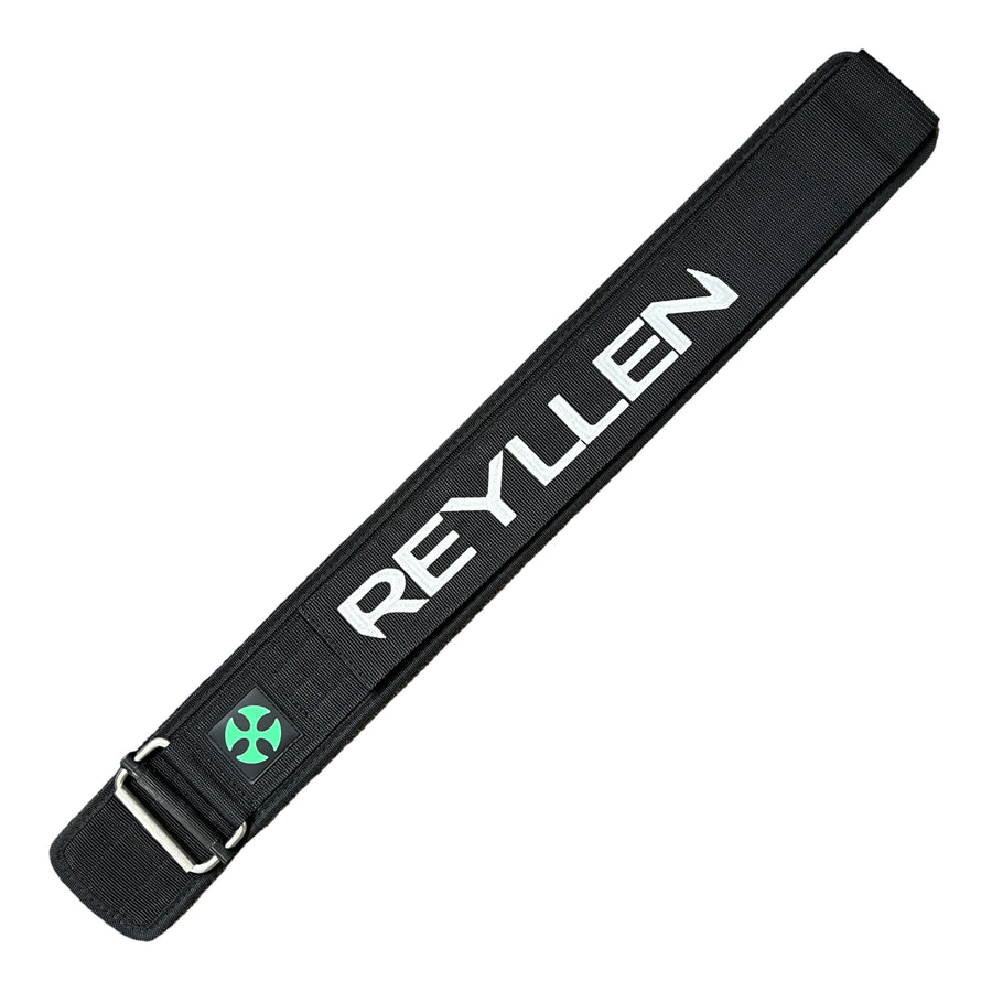 Reyllen GX Nylon 4" Weight Lifting Belt Velcro black laid flat