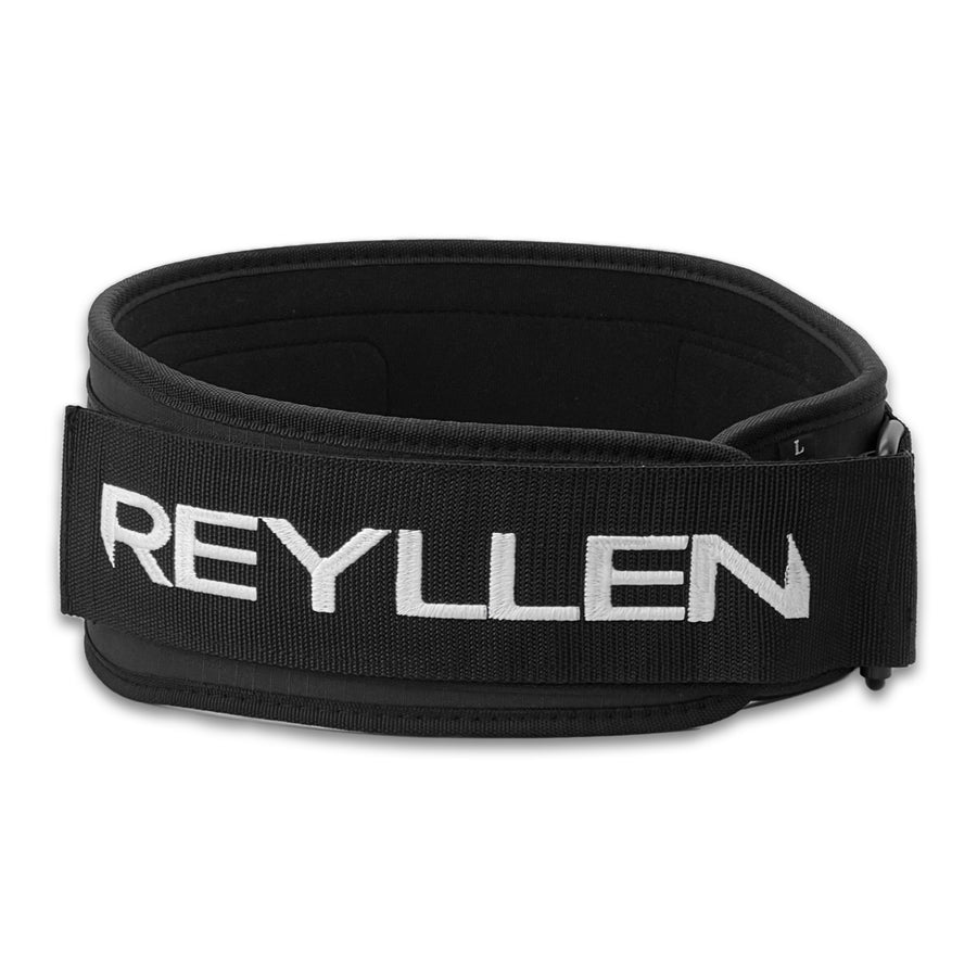 Reyllen Velcro weightlifting belt 5" Black side logo and strap