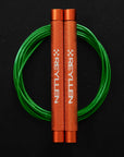 reyllen flare skipping jump rope - orange with green pvc cable