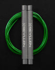reyllen flare skipping jump rope - silver handles green cable