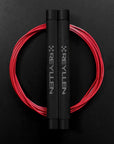 reyllen flare skipping jump rope - black with red nylon coated cable