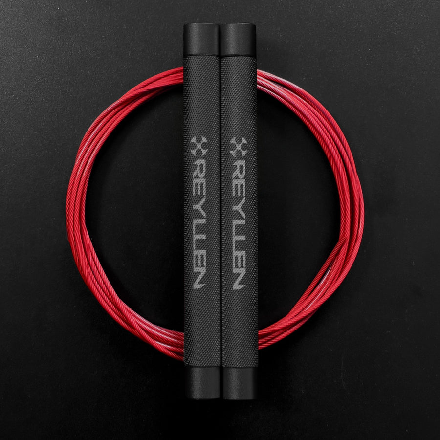 reyllen flare skipping jump rope - grey handles red cable