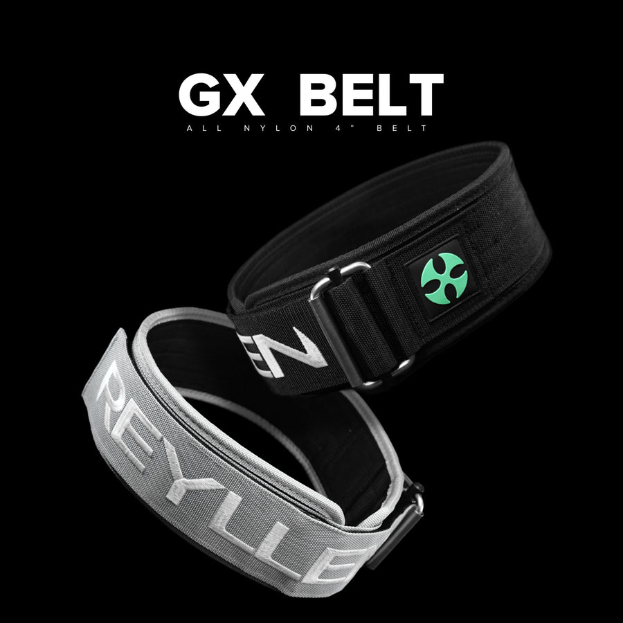 Reyllen GX Nylon 4" Weight Lifting Belt Velcro White and black 