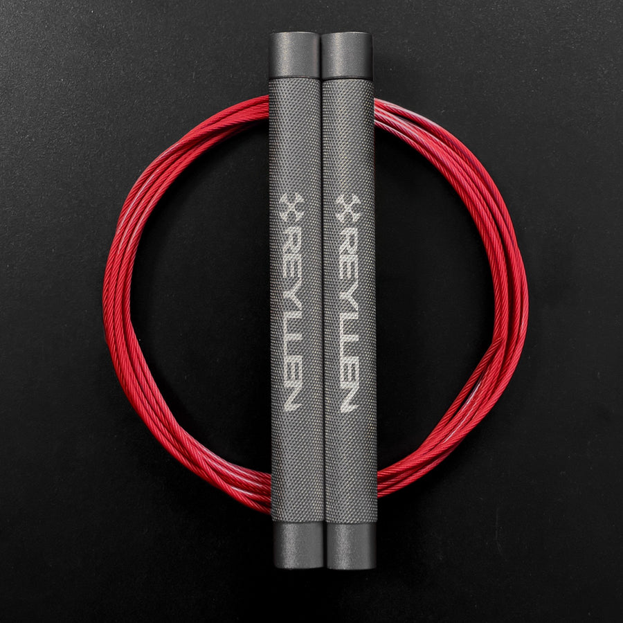reyllen flare skipping jump rope - silver handles red cable