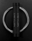 reyllen flare skipping jump rope - black with grey nylon coated cable