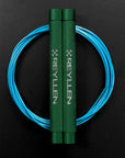 reyllen flare skipping jump rope - green handles with blue cable
