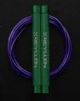 reyllen flare skipping jump rope - green handles with purple cable