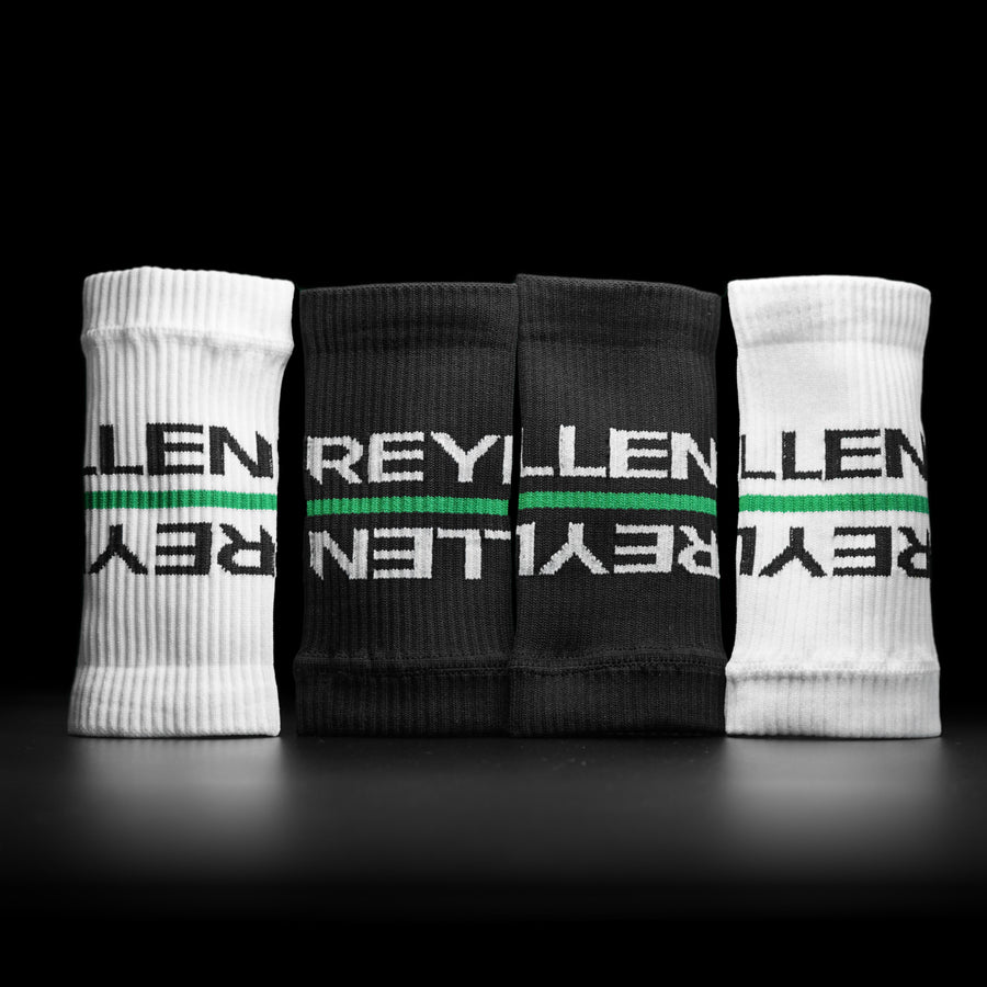 Reyllen Wrist Sweat bands for crossfit black and white pairs
