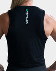 Ladies flowy workout tank top vest back view 2