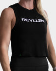 Ladies flowy workout tank top vest front view 2